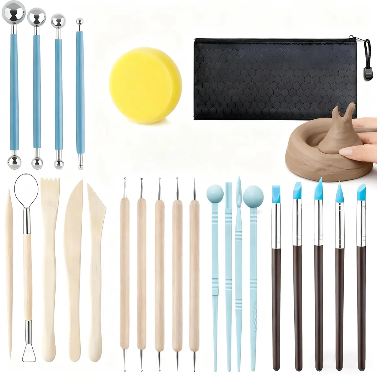 Kit de Herramientas para Escultura en Arcilla 25PCS – Herramientas de Modelado Profesional para Esculpir, Tallar y Crear Detalles en Arcilla