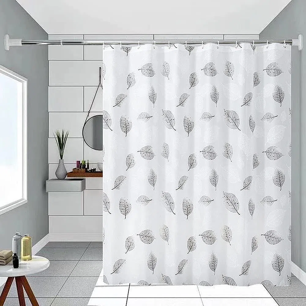 Cortina de Ducha Impermeables Hojas Negras, Cortinas de Ducha PEVA Antimoho, Cortina de Baño 200/220/240CM Drop, Cortinas de Baño Secado Rápido Hojas, para Habitación Húmeda (200x240cm)