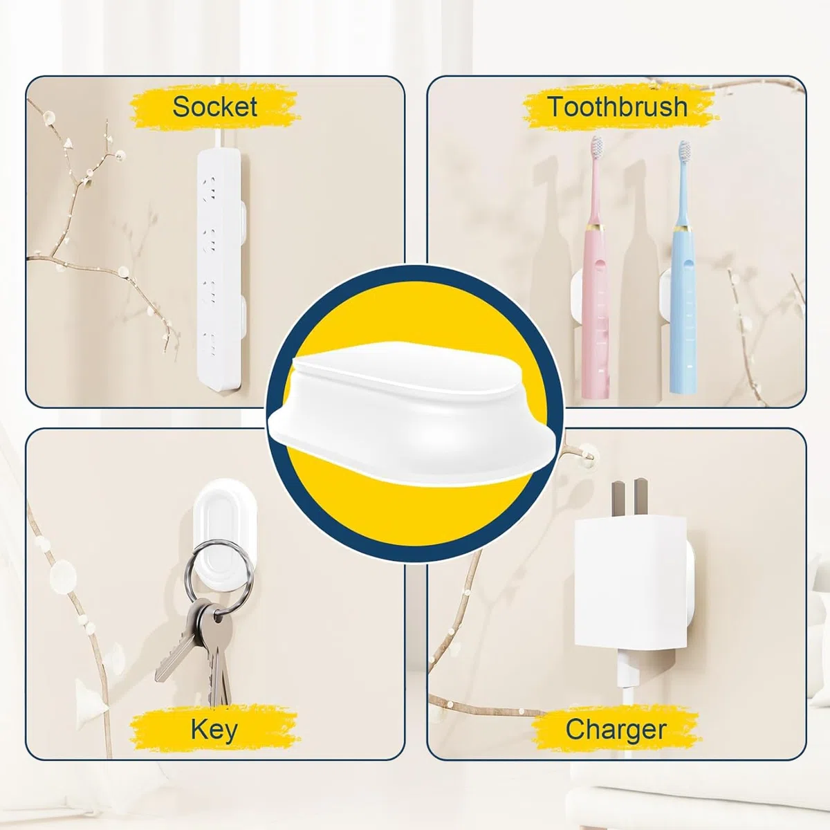 4 Piezas Soporte Mando Pared Silicona Organizador Mando a Distancia Soporte de Control Remoto Magnético Sin Agujeros de Perforación Soportes de Pared Adhesivo Fuerte, para el Hogar, Escuela (Blanco)