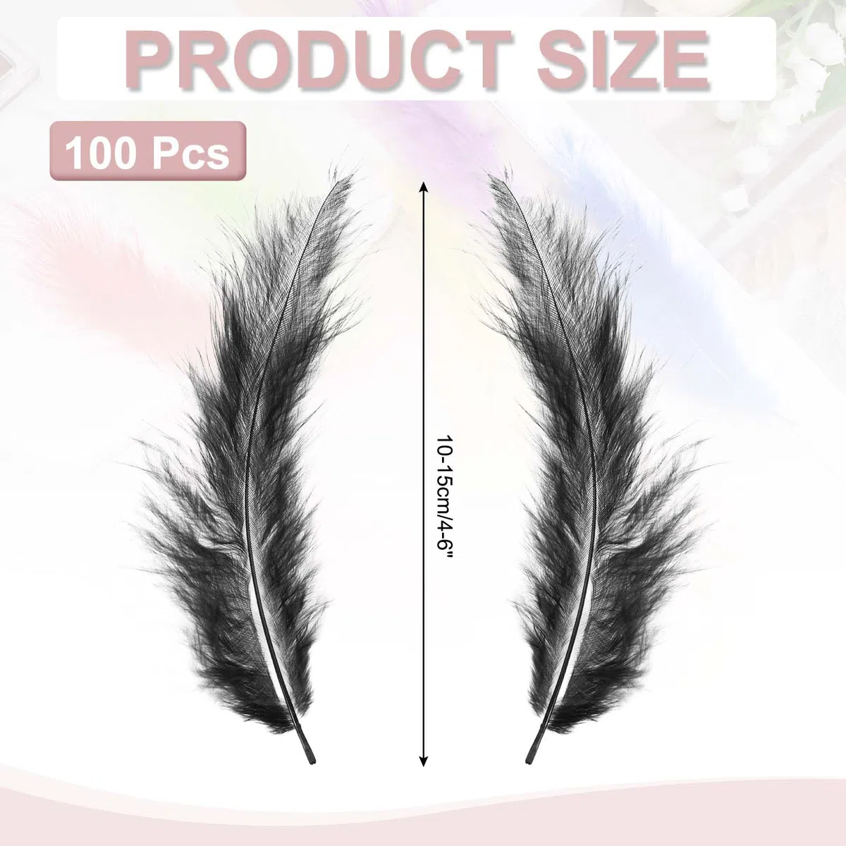 PATIKIL 100 Plumas Esponjosas De Pavo Marabú, 4-6 Pulgadas Plumas Naturales Negras De Pavo Para Manualidades, Cazadores De Sueños, Flecos, Atado De Moscas, Decoraciones Para Fiestas