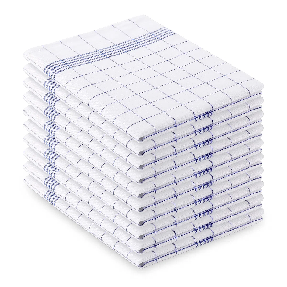 Vaily - Paños de cocina (pack de 10 unidades, 70 x 45 cm), diseño a cuadros, color azul, 100% algodón