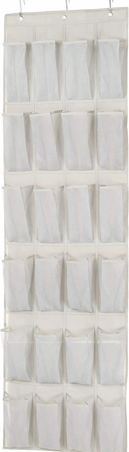 Amazon Basics Organizador de Zapatos de tamaño Mediano para 24 Zapatos, para Colgar sobre Puertas, 48 x 170.7 cm, Gris