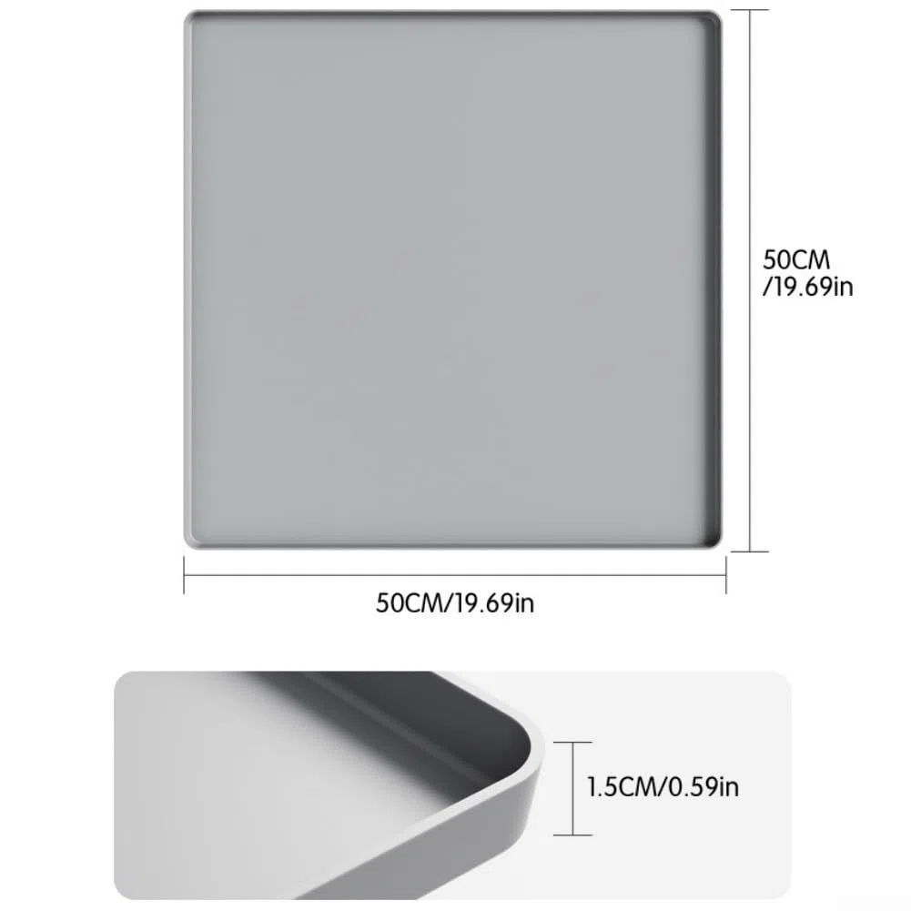 Yuanpgky Alfombrilla de silicona para nevera de 50 x 50 cm con base antideslizante y bordes elevados de 1,5 cm para contención de derrames, protección del suelo contra la humedad y la condensación