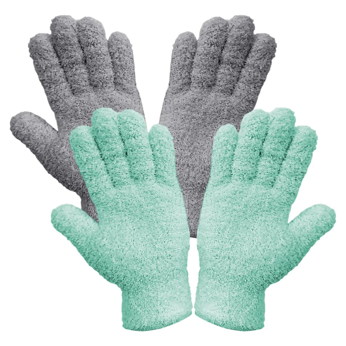2 pares de guantes de eliminación de polvo de microfibra para limpieza de hogar, plantas absorbentes y reutilizables