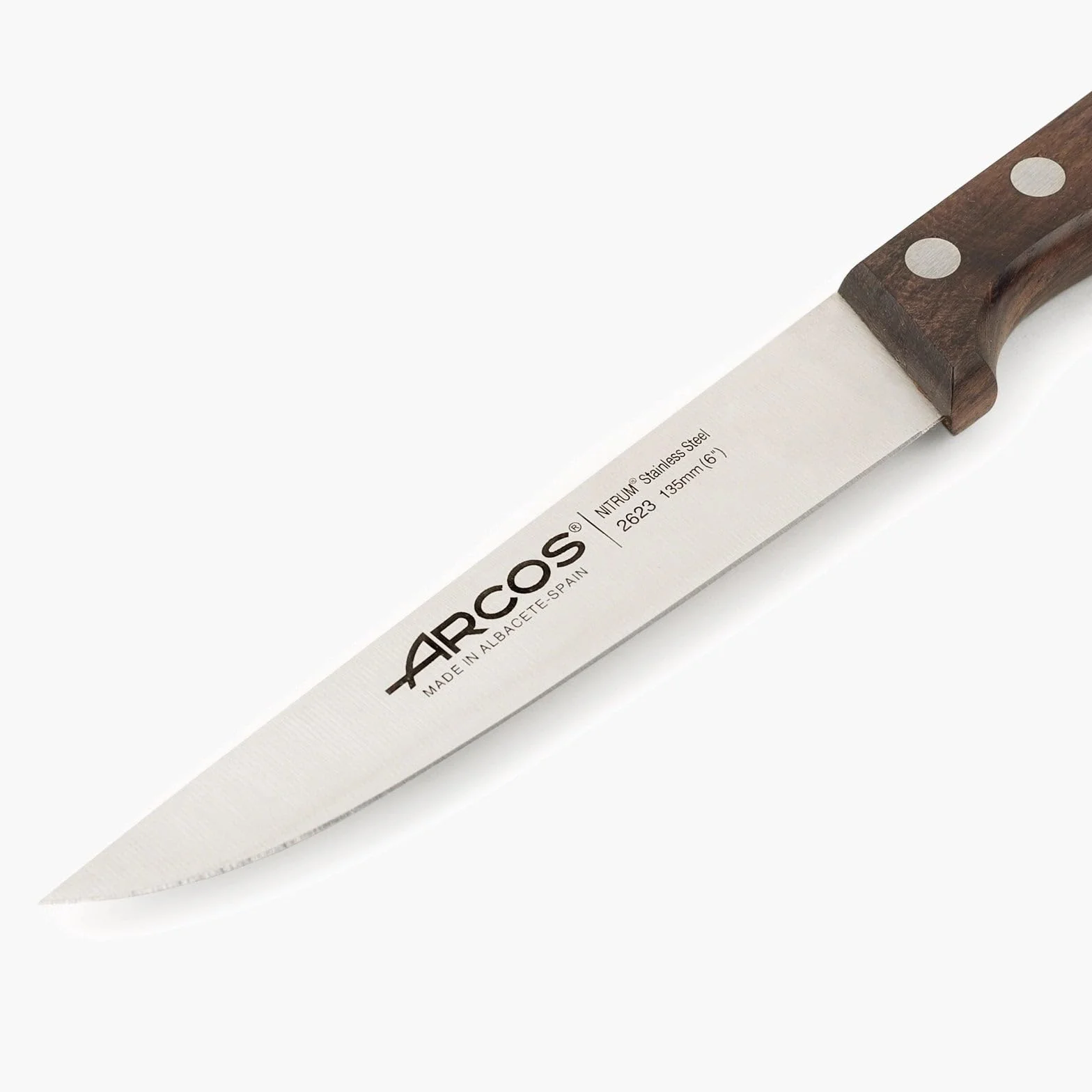 Arcos Cuchillo de Cocina Profesional - Hoja de Acero Inoxidable NITRUM 135 mm - Mango de Madera Palisandro - Corte Preciso y Duradero - Serie Atlantico