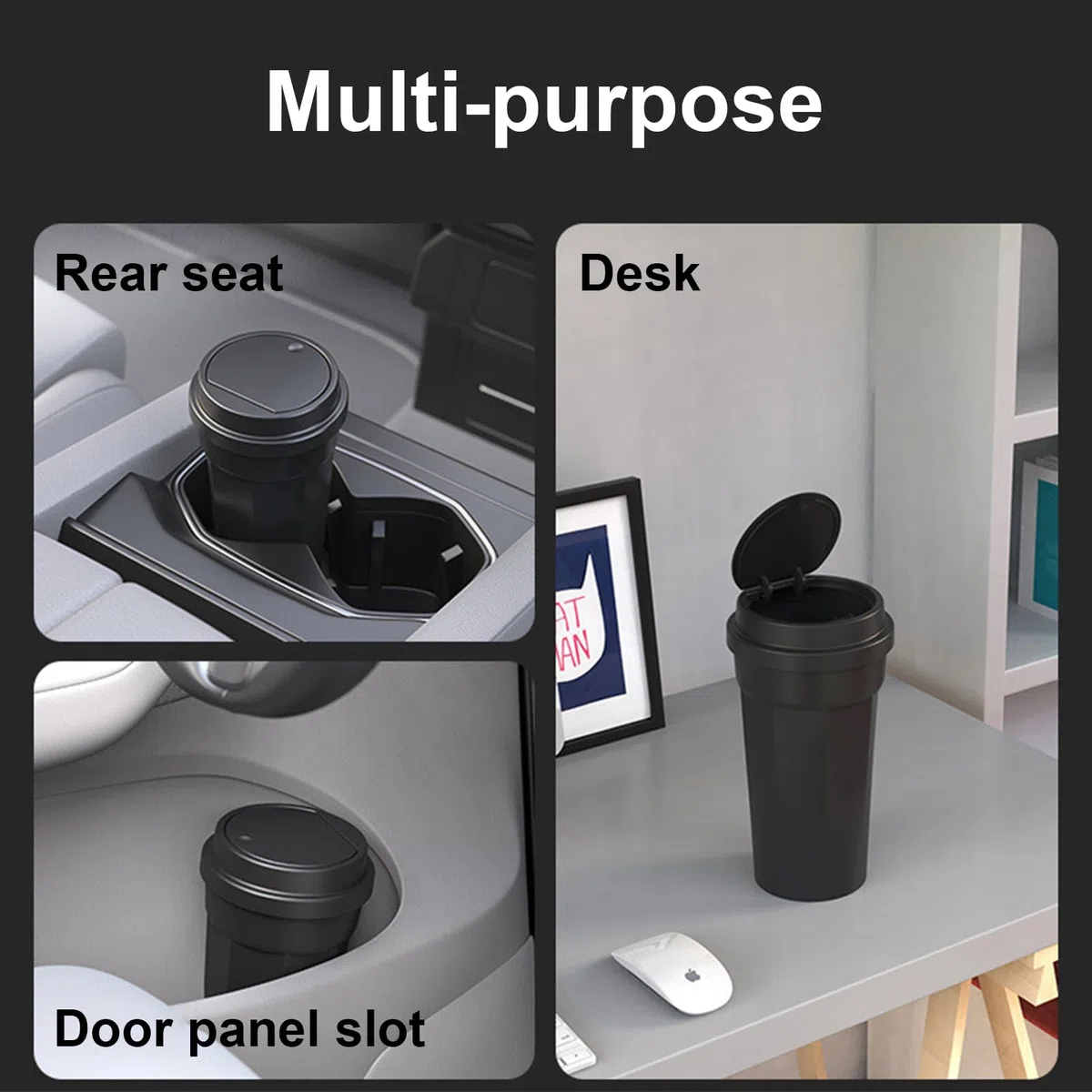 Cubo de basura para coche - Contenedor de basura no abrasivo en forma de copa | Almacenamiento de residuos de vehículos | Para camping coche viaje por carretera SUV RV furgoneta asiento trasero