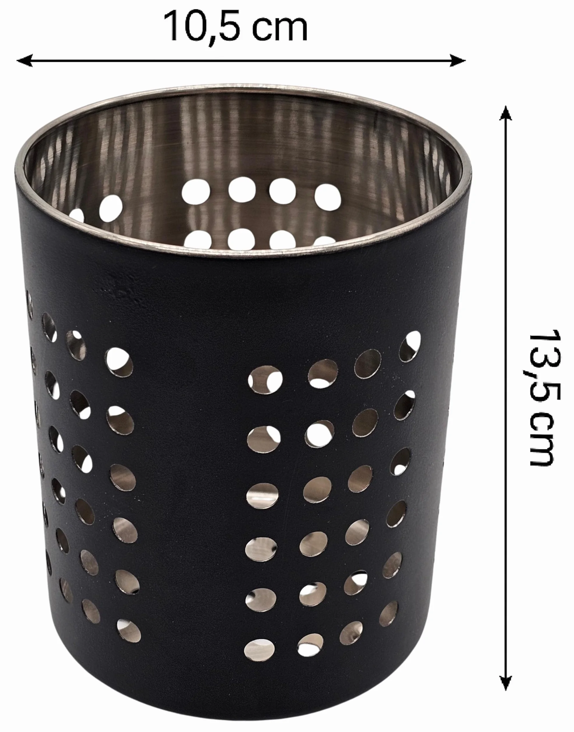 Bambelaa! Cesta para escurrir cubiertos de fregadero, negro, de acero inoxidable, redonda, metal, escurridor de platos, cesta para escurrir vajilla, soporte para fregadero, soporte para cubiertos