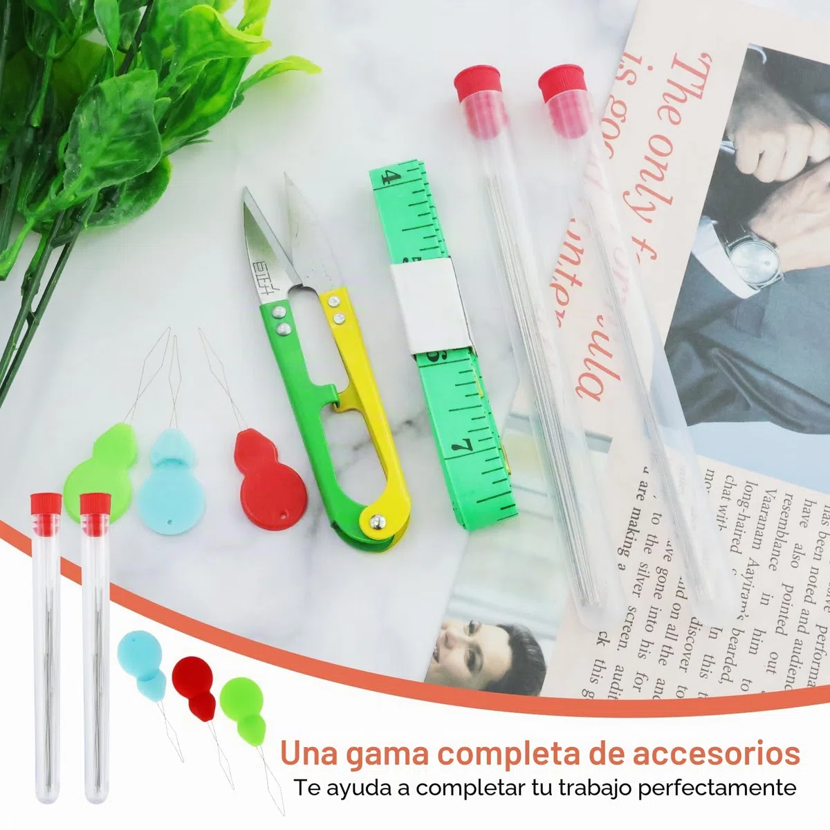 Lote de 44 agujas para perlas, agujas de ojo grande para enhebrar perlas, agujas largas rectas, para pulseras, joyería, artesanía y fabricación de joyas