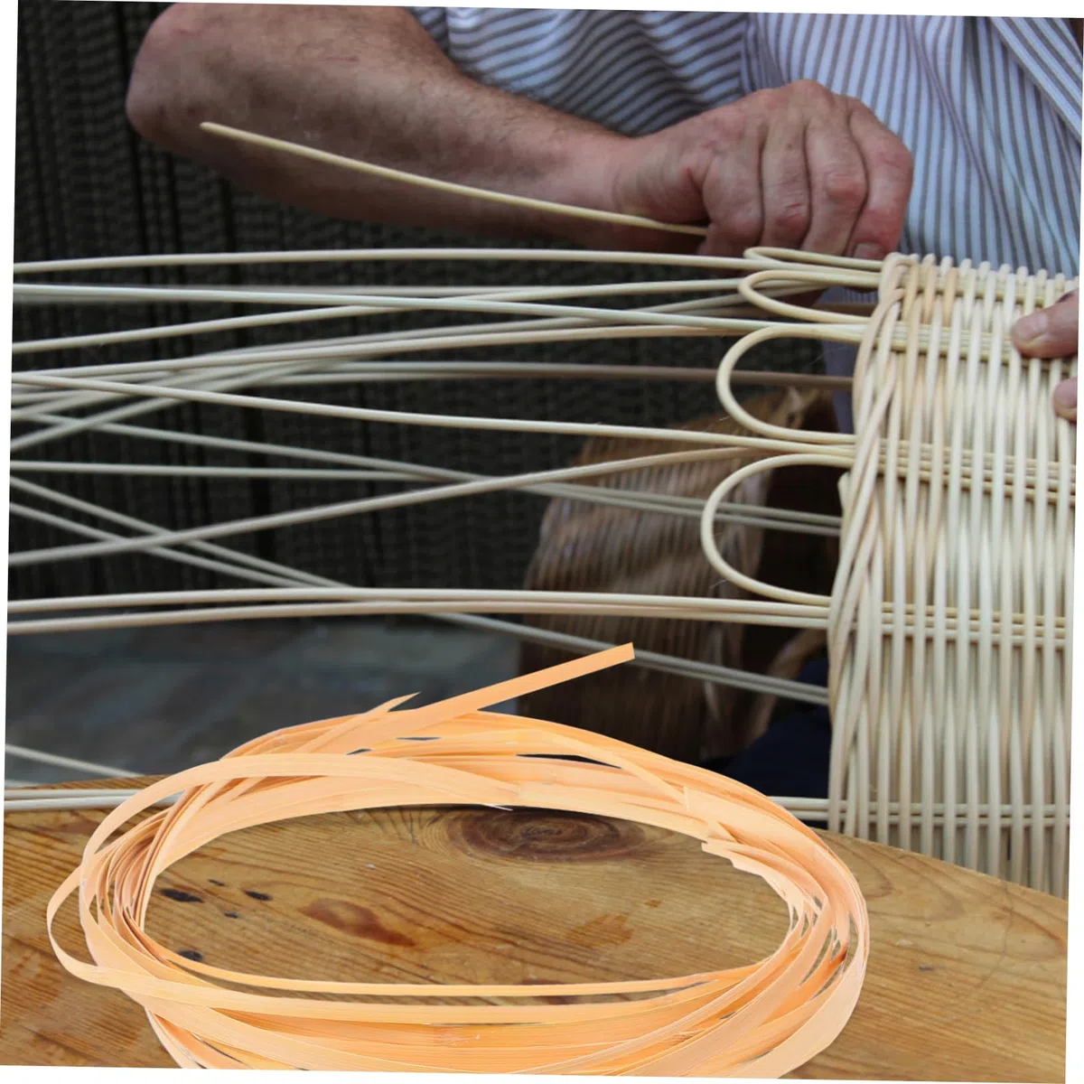 KONTONTY Vinilo Ratán Natural en 4 Rollos de Madera Beige, Flexible y Resistente para Decoracion Bodas y Proyectos DIY Estilo Rústico y Estética Natural