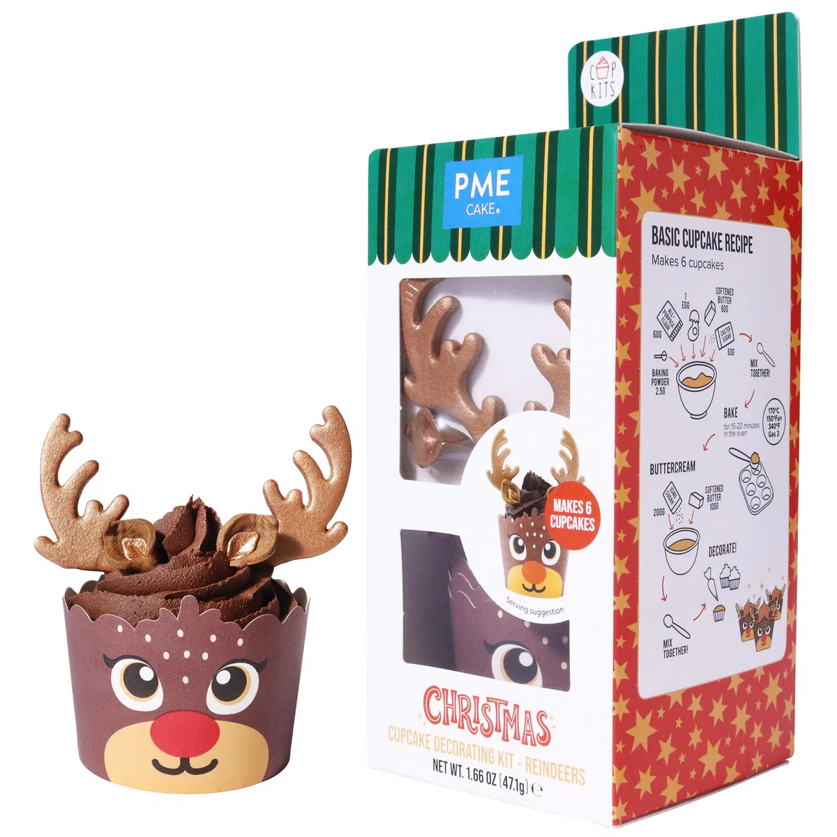 PME Navidad Kit de Decoración para Cupcakes - Renos (Set de 6)