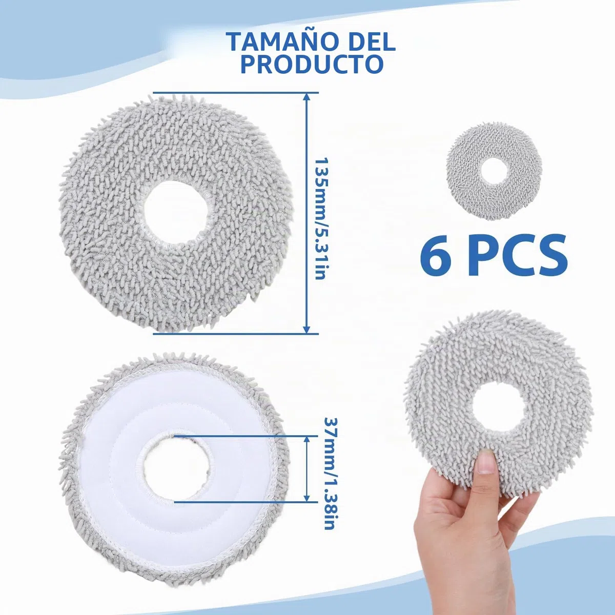 6 Paños de Repuesto Mopa Paño para Dreame L10s Pro Ultra Heat/L10s Ultra/L10s Ultra Gen 2/L20 Ultra/X40 Ultra Complete/Xiaomi X20 Plus/S20 Robot Almohadilla Trapeador Microfibra Reutilizable Limpieza