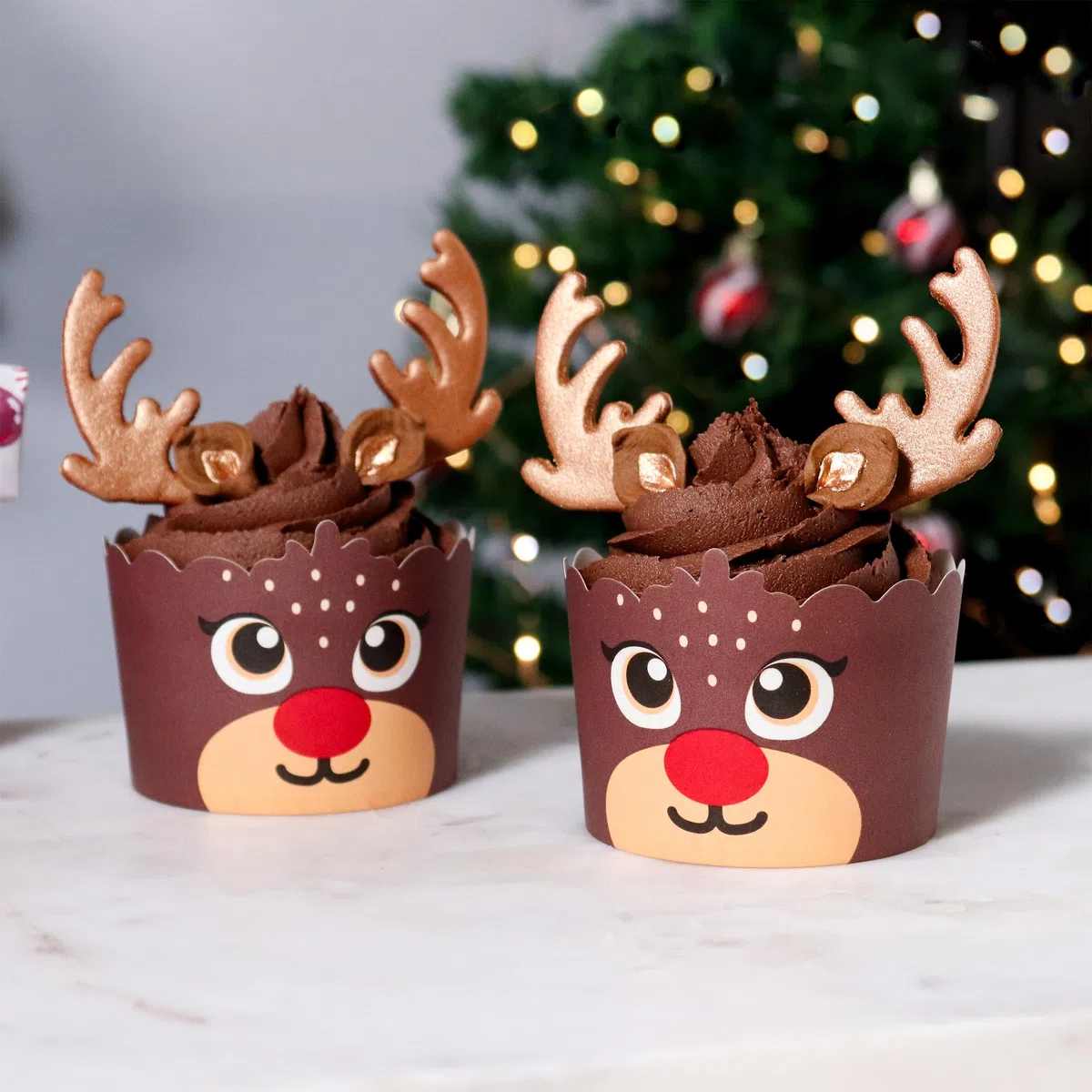 PME Navidad Kit de Decoración para Cupcakes - Renos (Set de 6)