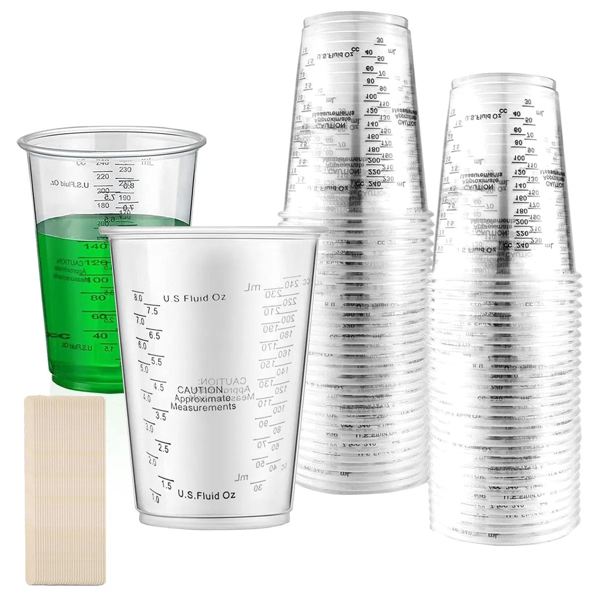 Vasos Medidores de 240 ml, Vasos Mezcladores de Resina Epoxi, 50 Vasos Medidores de 240 ml, para Mezclar para Líquidos, Reutilizable Mezclar Resina, Pintura, Pigmentos,con 50 Palillos Mezcladores