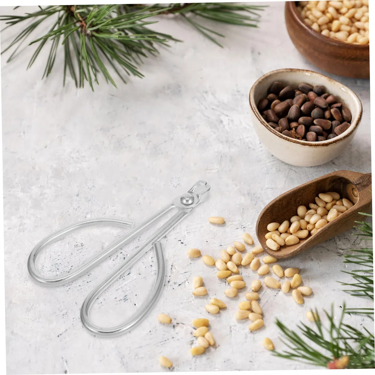 TOPBATHY Pinza para Pelar Piñones de Acero Inoxidable Diseño Multifuncional Seguro, Abridor Rápido y Herramienta Doméstica para Descascarar Nueces y Castañas