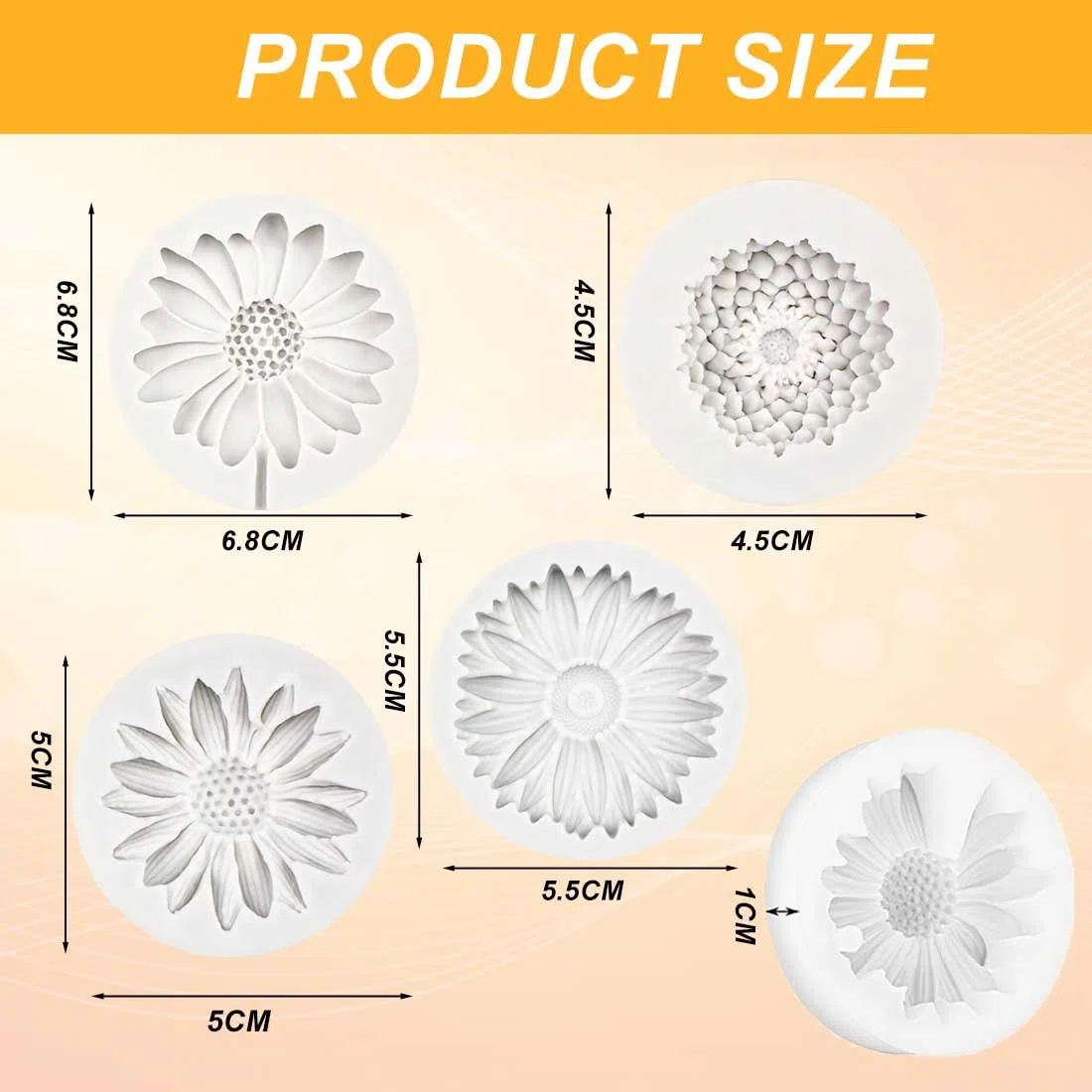 4 moldes de silicona, moldes de flores de girasol, margaritas y flores, moldes de silicona para velas 3D, moldes de fundición para velas, fabricación de jabón, moldes de flores para fundir