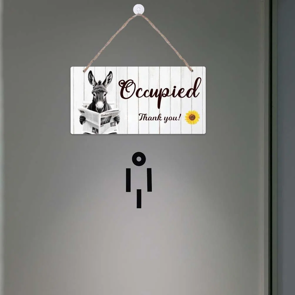 SUPERDANT Letreros decorativos de PVC para puerta, diseño de burro, para colgar en la pared, decoración de pared para inodoros, baños, baños, baños, 30 x 15 cm