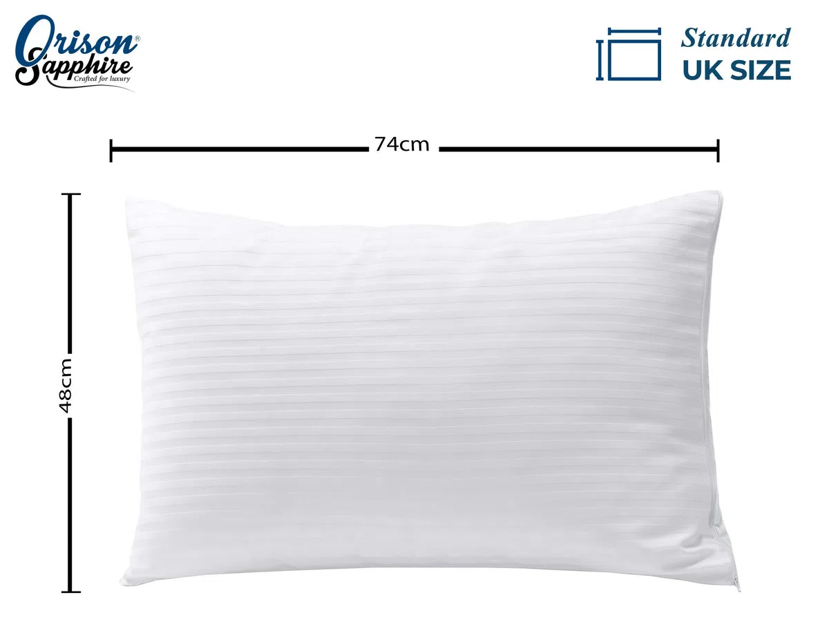 Juego de 4 protectores de almohada, 100% microfibra ultra suave raso rayas fundas de almohada, transpirable y con cremallera,Tamaño estándar del Reino Unido 48x74 cm
