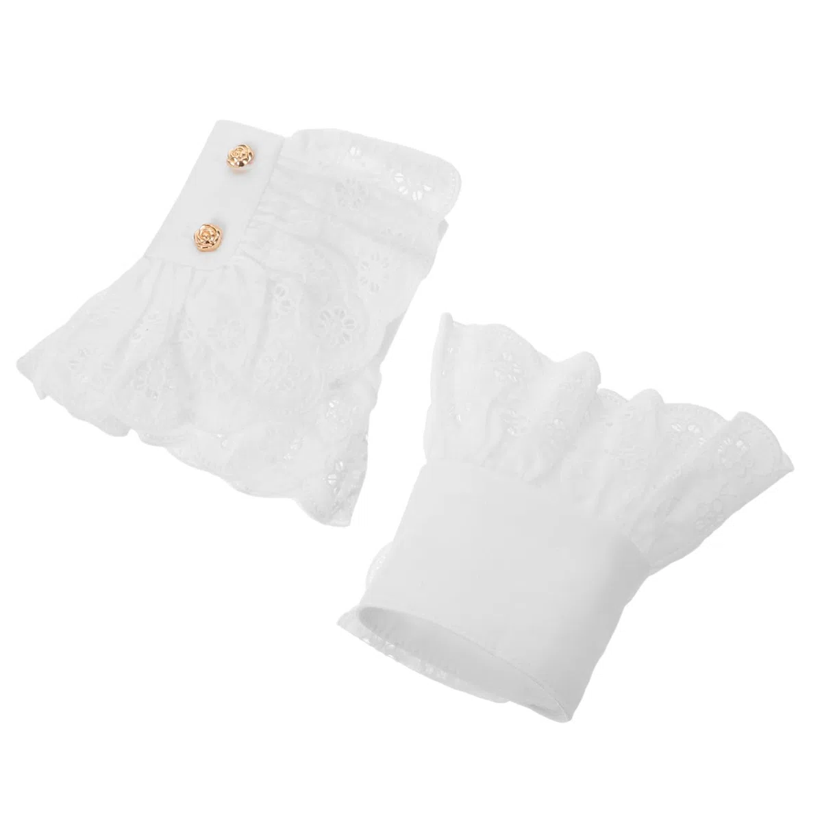 YARNOW Puños Accesorios Elegantes de Encaje Blanco de Manga Falsos para Mujer de Poliéster Cómodos para Banquetes y Ocasiones Formales