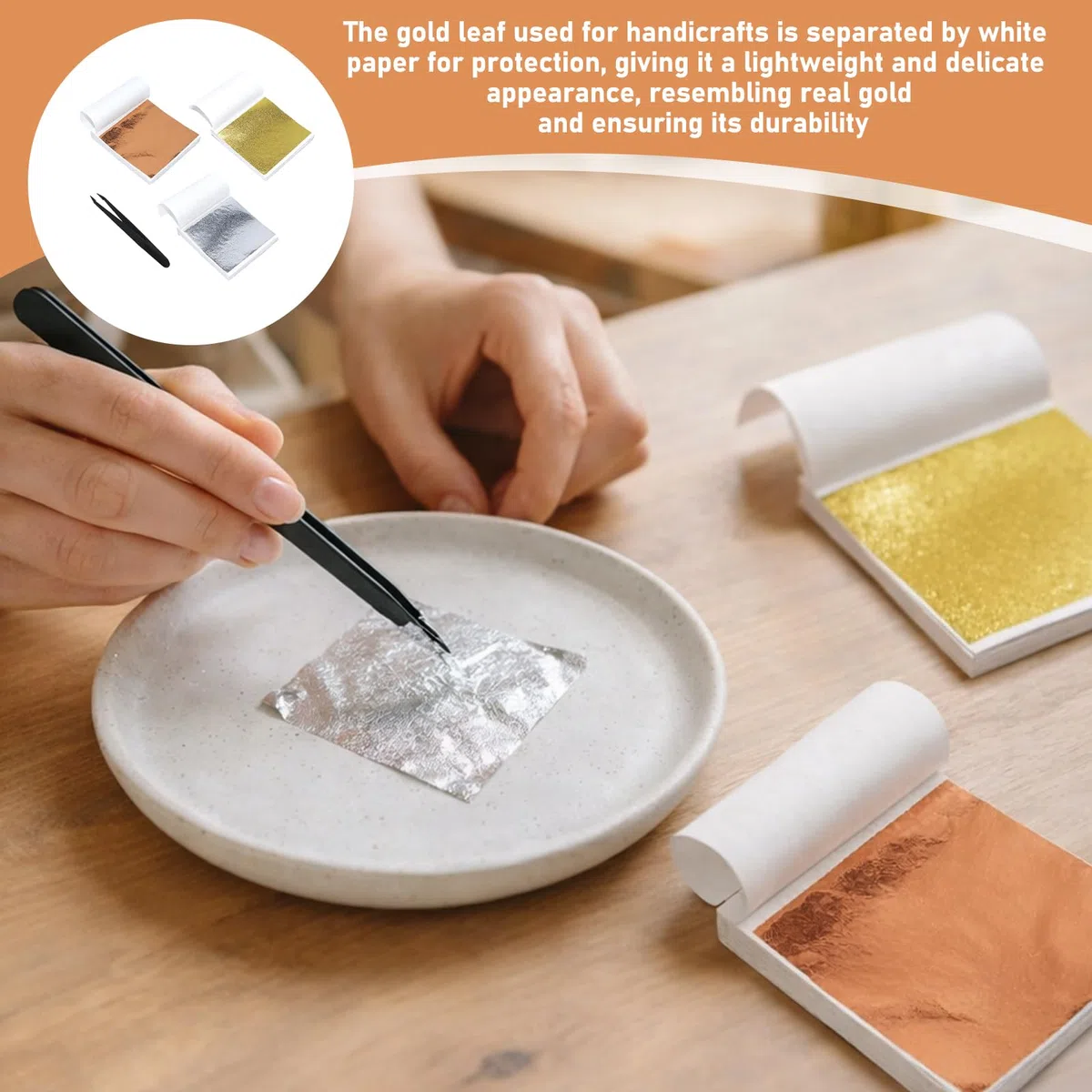 300 hojas de imitación de hojas de oro, pan de oro para manualidades, hoja de plata, lámina de oro para manualidades, papel dorado para manualidades, proyectos artísticos de metal de impacto, hoja de