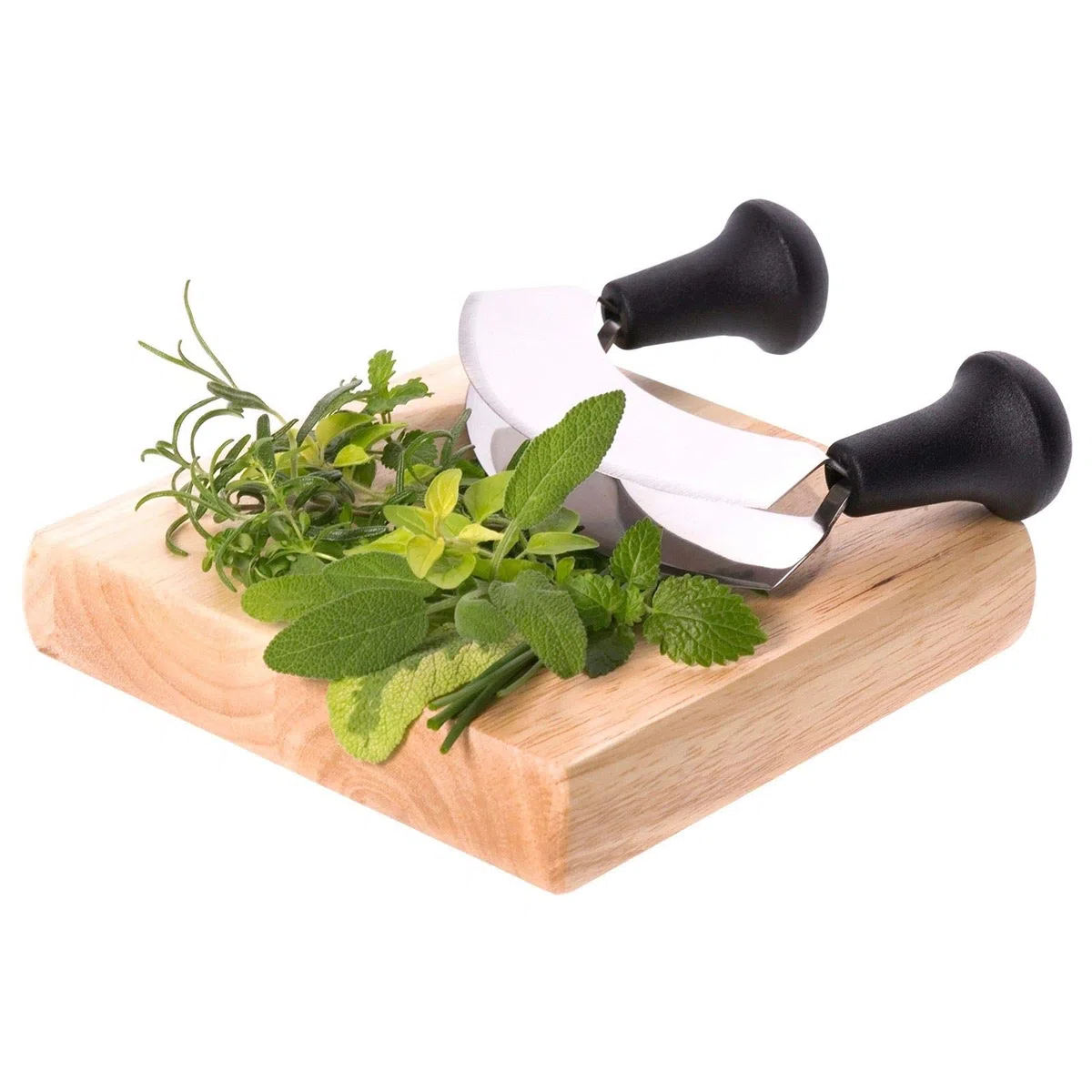 Westmark Cuchillo para picar/Cortador de hierbas, Con 2 cuchillas, Longitud: 17 cm, Acero inoxidable/plástico, Plateado/negro, 1294220
