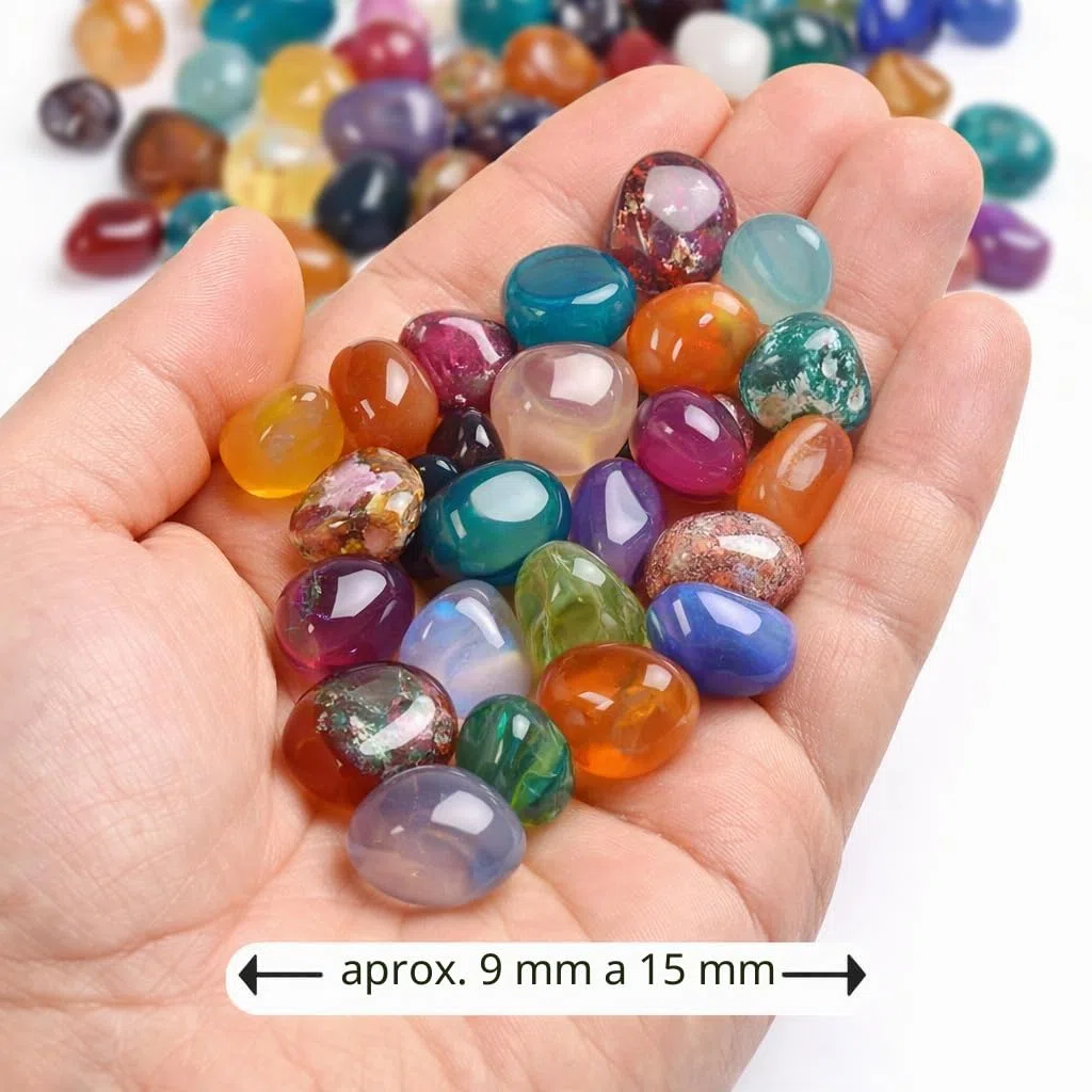 Perlin 50 piedras preciosas de ágata, semipreciosas, perlas de 9 mm ~ 15 mm, piedras semipreciosas para juego de piedras preciosas para búsqueda del tesoro y decoración