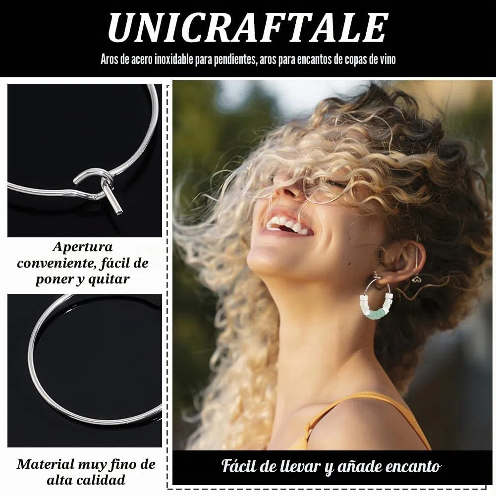 UNICRAFTALE 200pcs 20mm Tonos Plateados Copa de Vino Encantos Anillos 304 Pendientes de Aro de Acero Inoxidable Hallazgos Pendientes de Abalorios para Mujer Fabricación de Pendientes de Aro