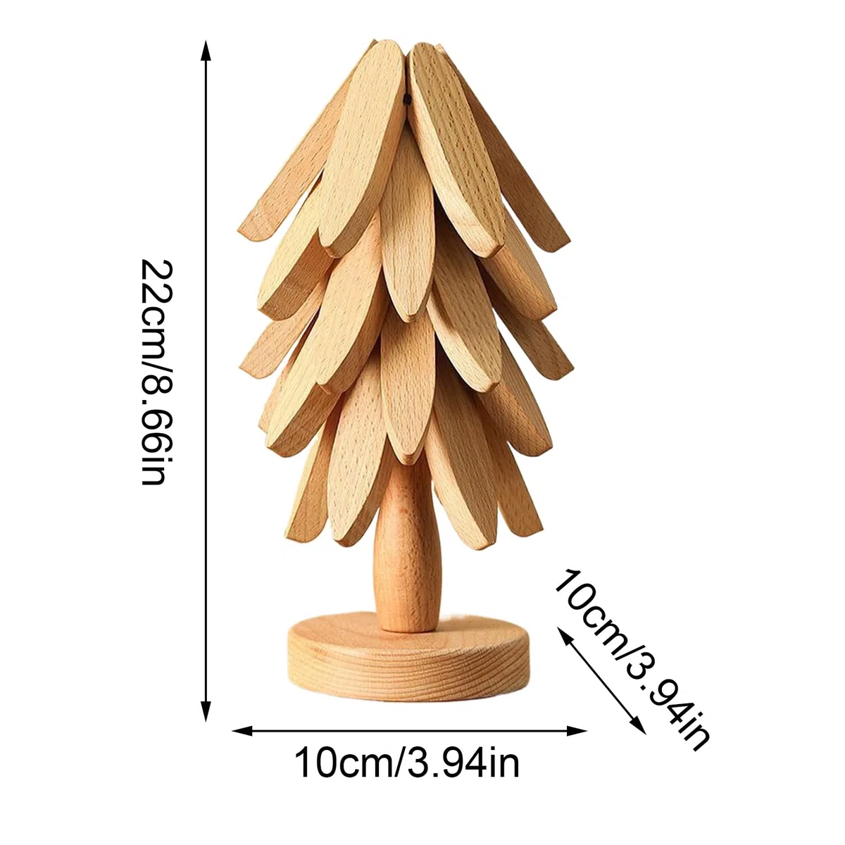 Juego De Salvamanteles De Árbol De Madera | Salvamanteles De Árbol De Navidad Natural con 4 Salvamantele-s De Madera Y 1 Soporte como Decoración De Mostrador De Cocina De Árboles De Navidad