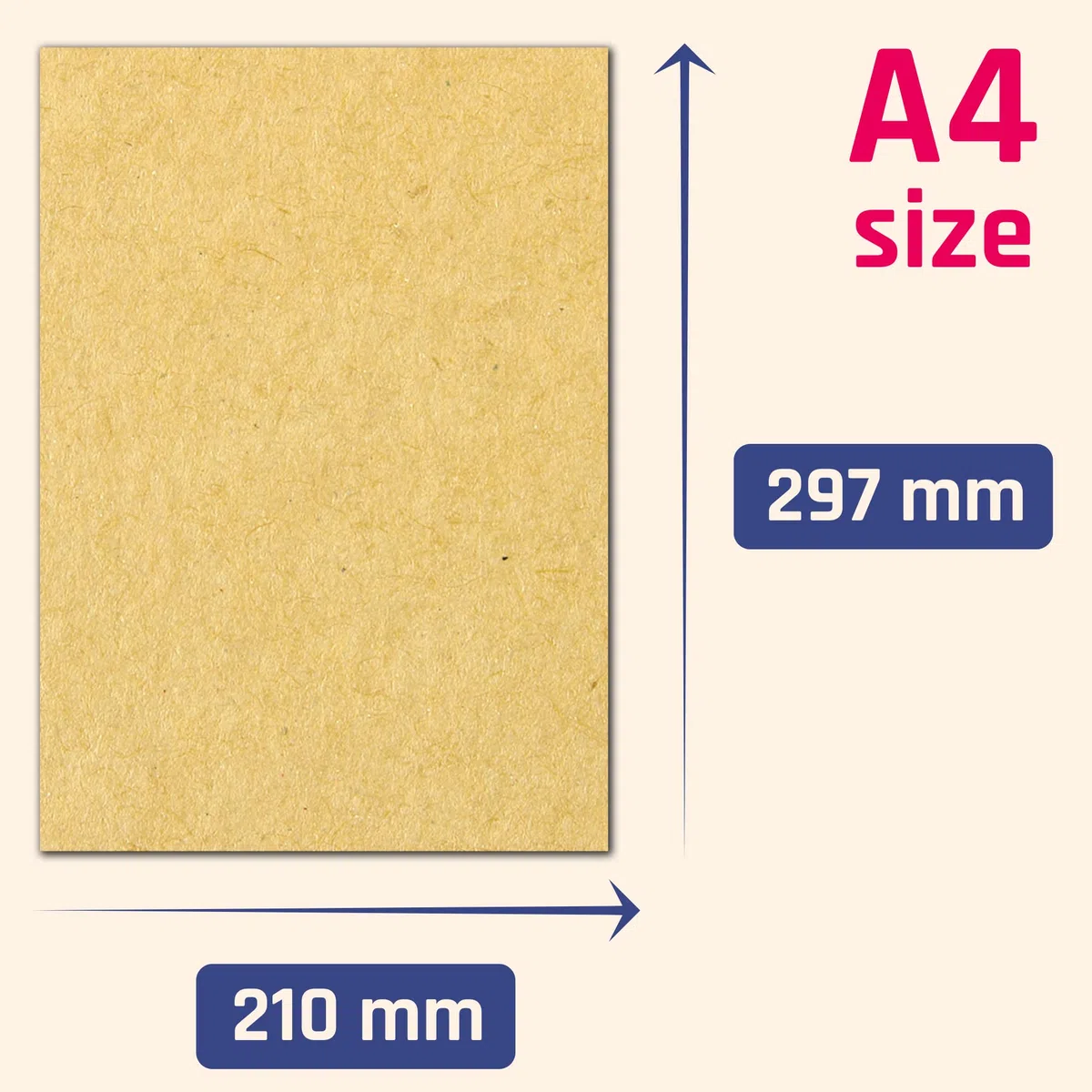 100 hojas, Papel Kraft Marrón A4, 100 g/m²