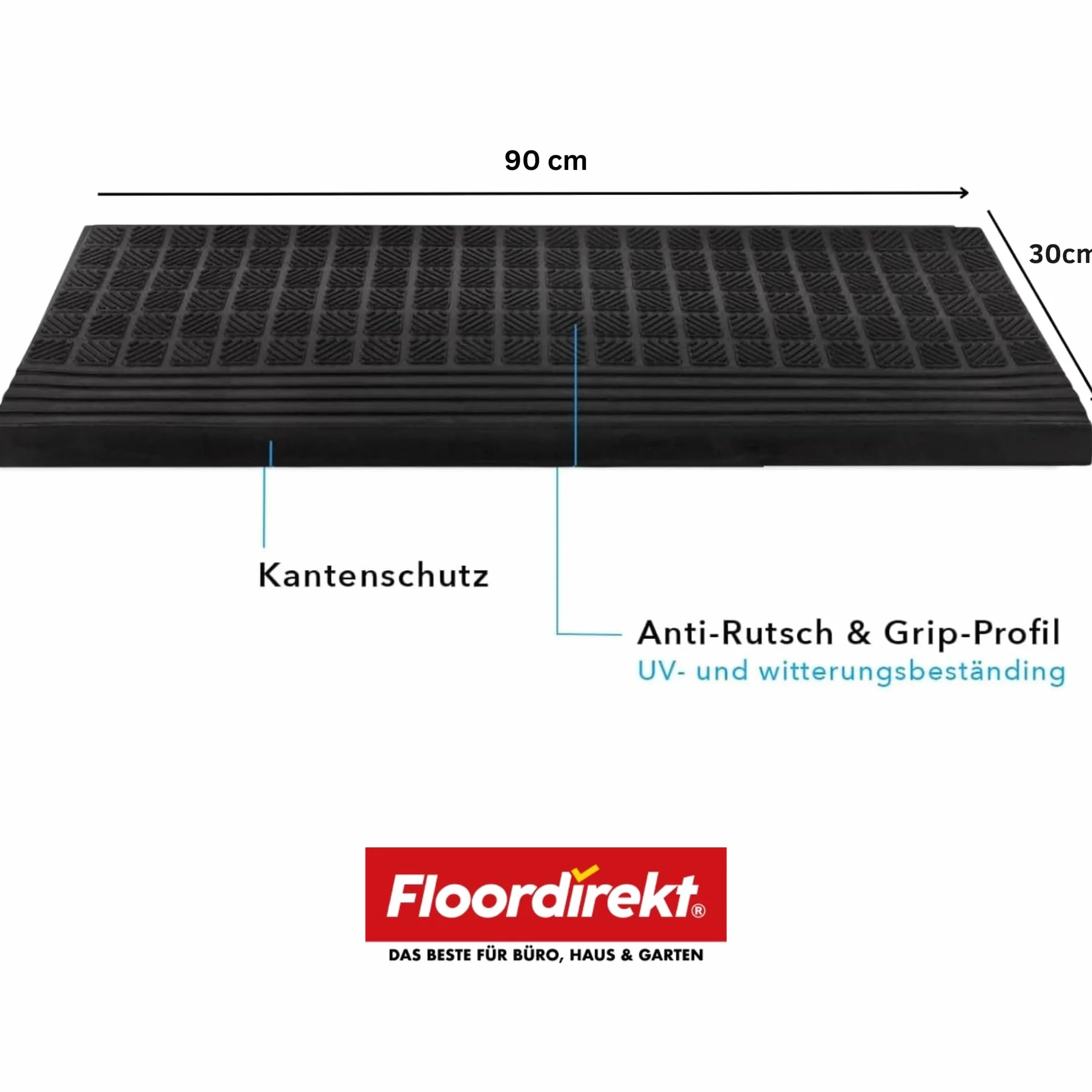 Floordirekt Diamond - Alfombrillas de goma para peldaños (30 x 90 cm, antideslizantes)