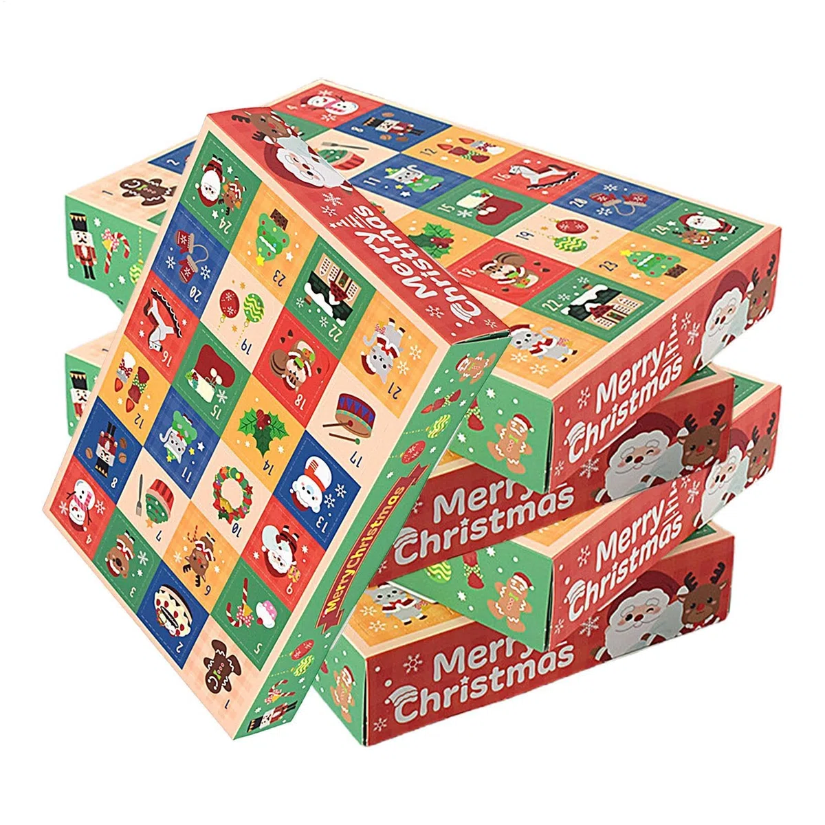 Paquete de 5 calendarios de Adviento rellenables, llena tus propias cajas de calendario de Adviento, caja de calendario de Adviento vacía de 24 días, fundas de calendario de Adviento de Navidad para