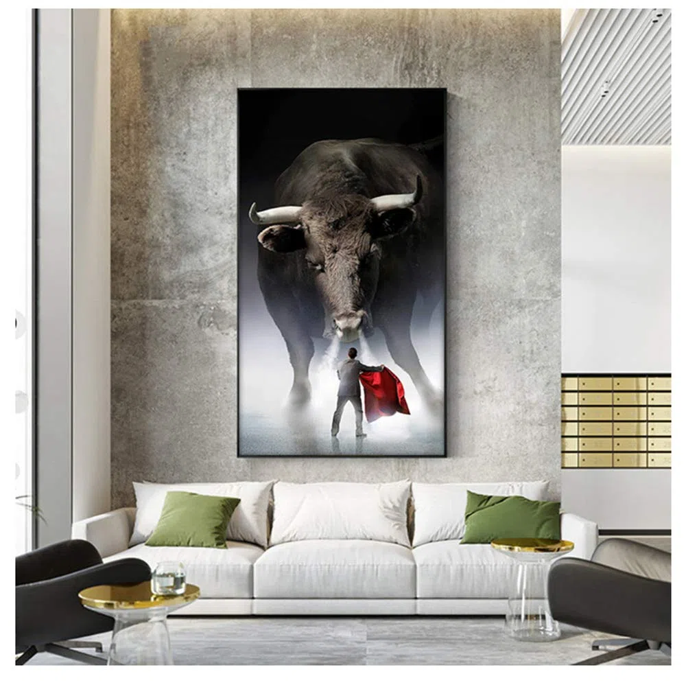 Cuadro sobre Lienzo para Pared, Imagen de Corrida de toros para Sala de Estar, decoración del hogar, 60x80 cm sin Marco