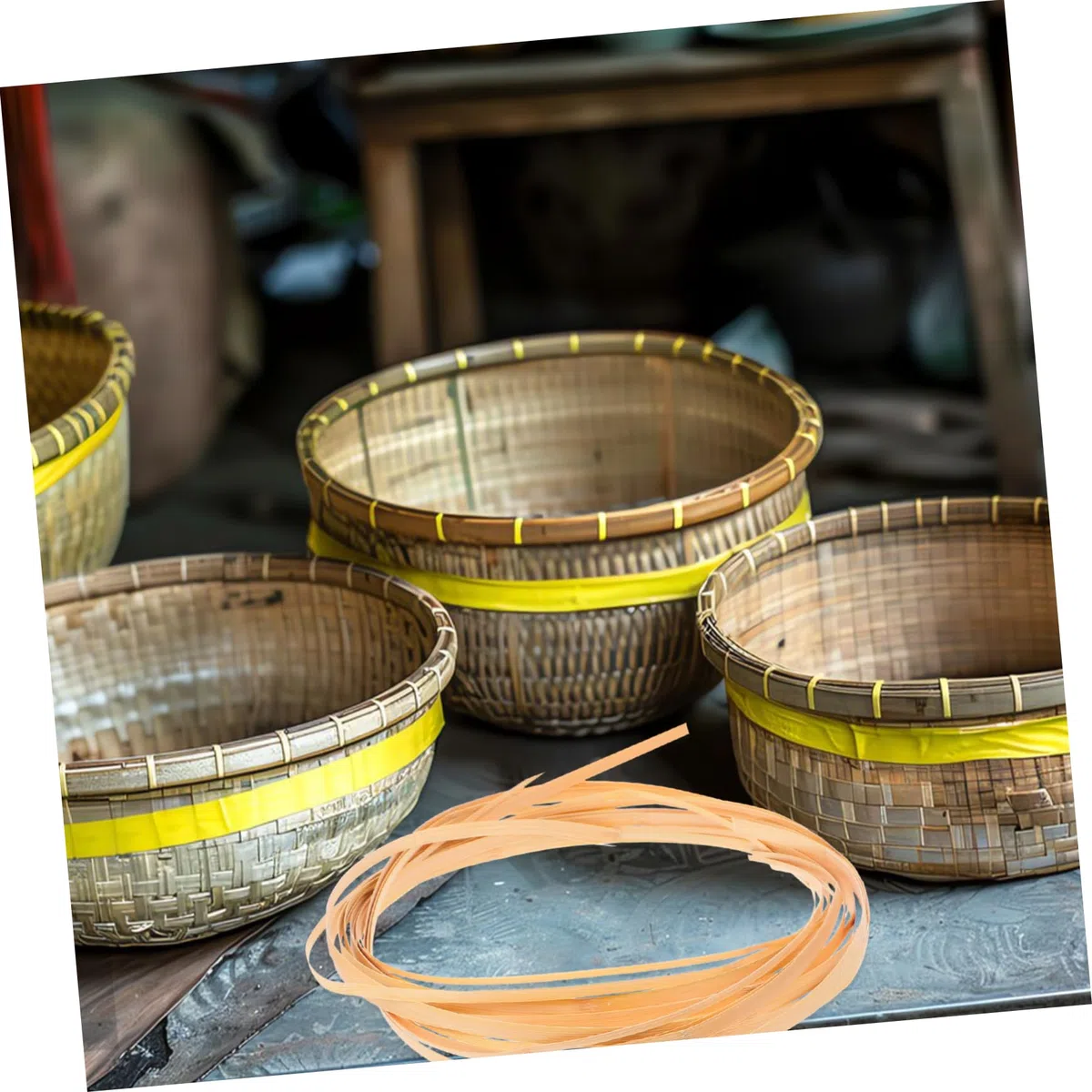 KONTONTY Vinilo Ratán Natural en 4 Rollos de Madera Beige, Flexible y Resistente para Decoracion Bodas y Proyectos DIY Estilo Rústico y Estética Natural