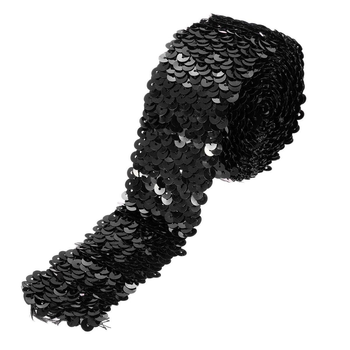 QUARKZMAN 2.2 Yardas 2 Pulgadas Tira Elástica De Lentejuelas 5 Hileras Tira Plana De Lentejuelas Cinta De Tela De Lentejuelas Para Manualidades DIY Costura Con Flecos De Lentejuelas Negro