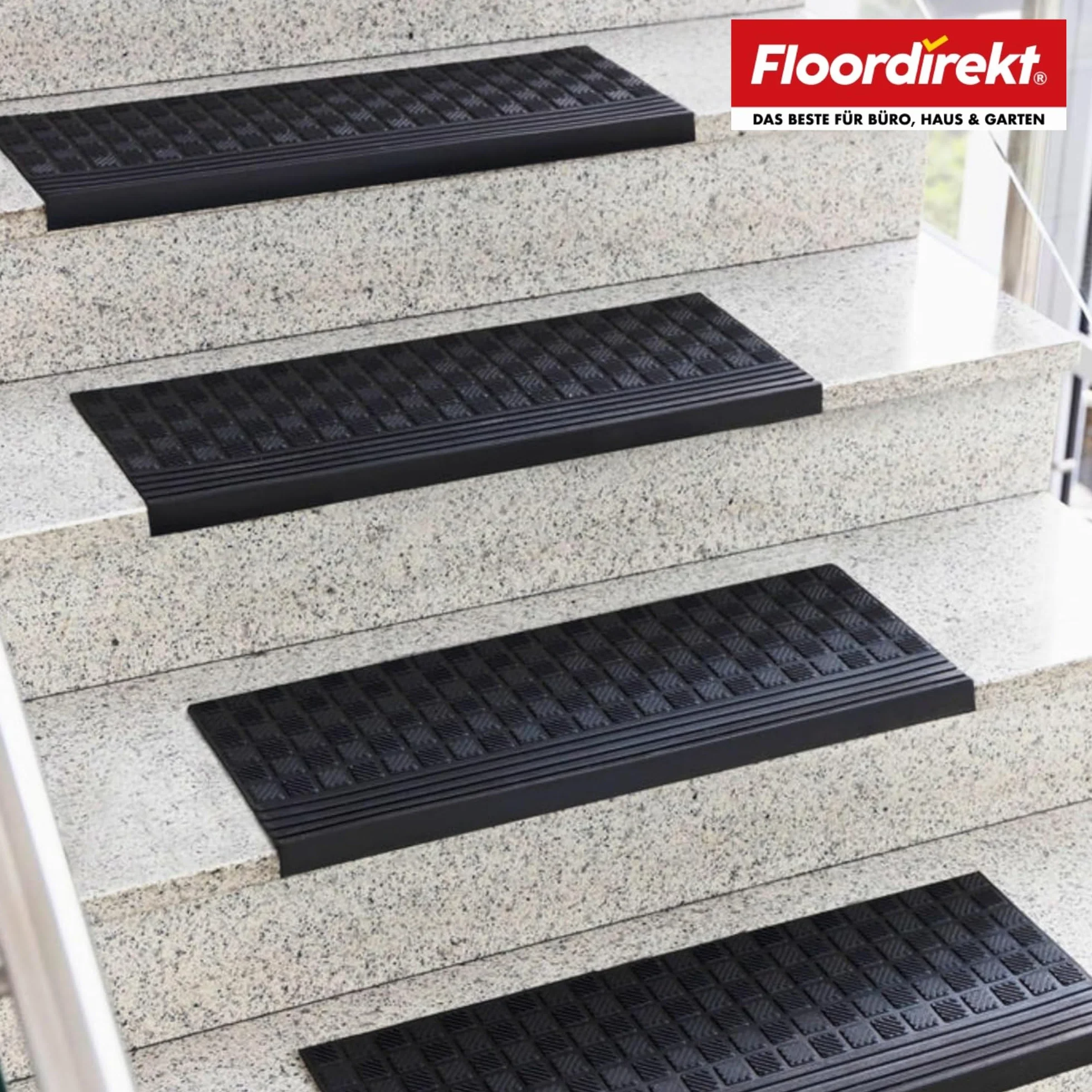 Floordirekt Diamond - Alfombrillas de goma para peldaños (30 x 90 cm, antideslizantes)