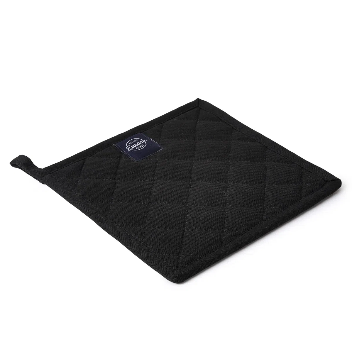 Encasa XO Soporte para ollas de algodón Resistente al Calor con Lazo para Colgar - Juego de 2 - Negro Completo - Almohadilla Caliente Acolchada Multiusos para Uso Diario en la Cocina - 21 cm