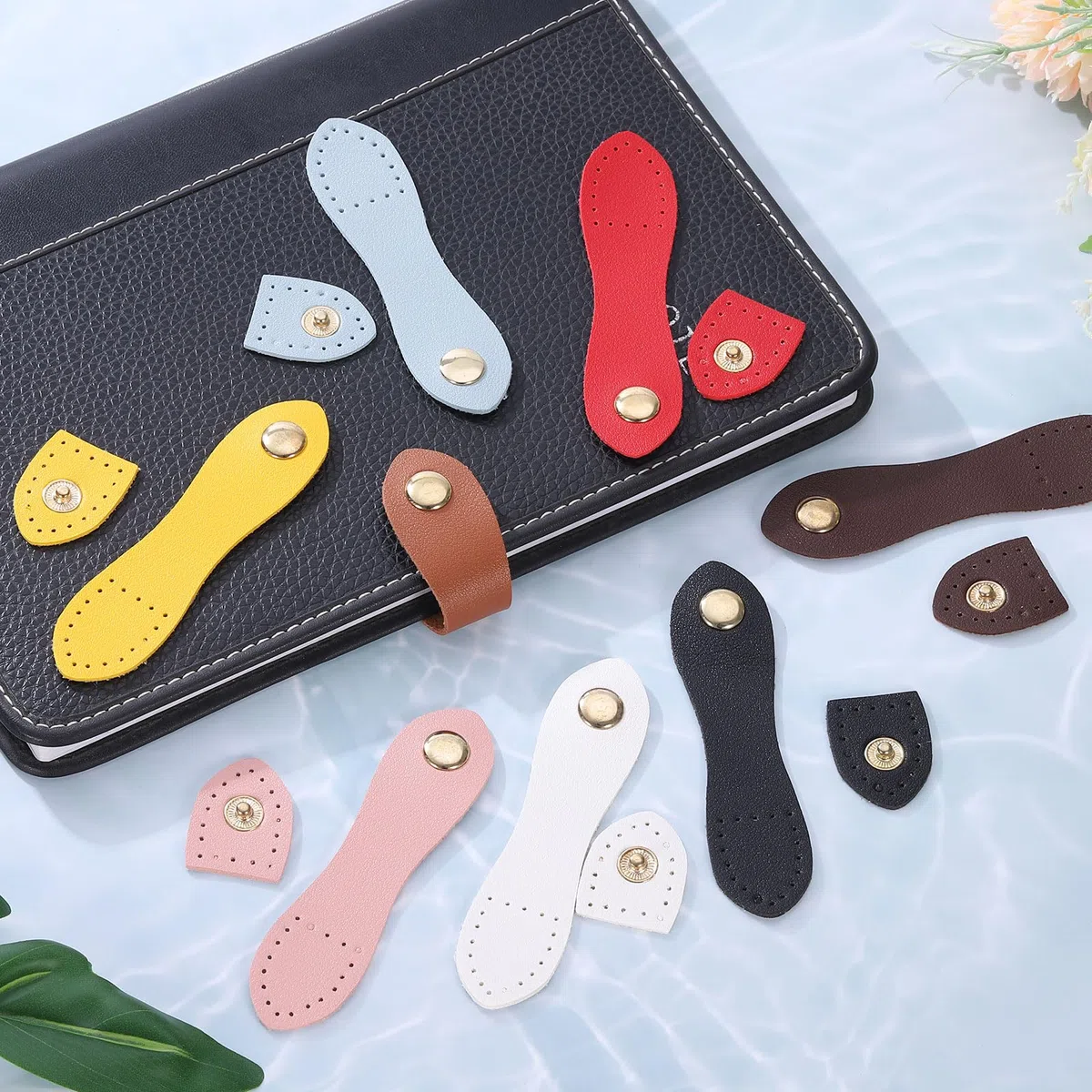 QUARKZMAN 4 Juegos de Hebilla de Cuero, Cierres de Cuero para Coser en Bolsos, Carteras, Bolsos, Fundas para Celular, Chaquetas, Cuadernos, Manualidades Diy, Marrón