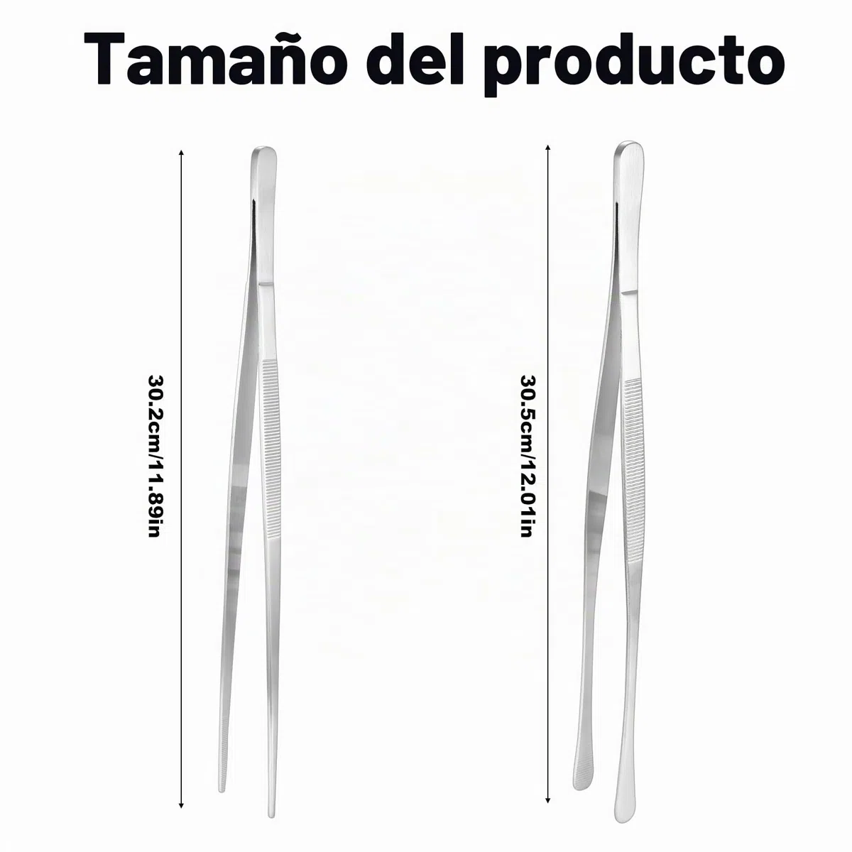 2 Pcs Pinzas Cocina, 30,5cm Pinzas de Cocina de Acero Inoxidable, Pinzas para Asar de Precisión, Pinzas para Cocinar, Pinzas Chef Profesional para Horneado Barbacoa Cocinar Carne