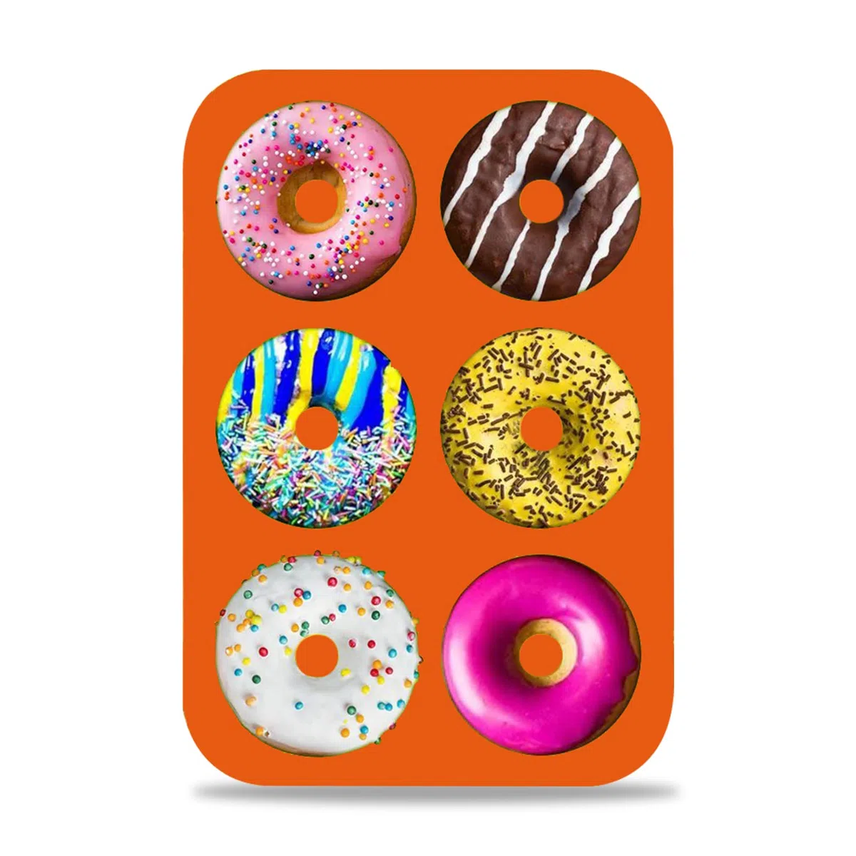 EQLEF Bandeja para Hornear buñuelos, 6 Rejillas Molde para Hornear a Base de Silicona Uso para Hacer bizcochos para Galletas Buñuelos bizcochos Muffins de Chocolate (6 Rejillas)