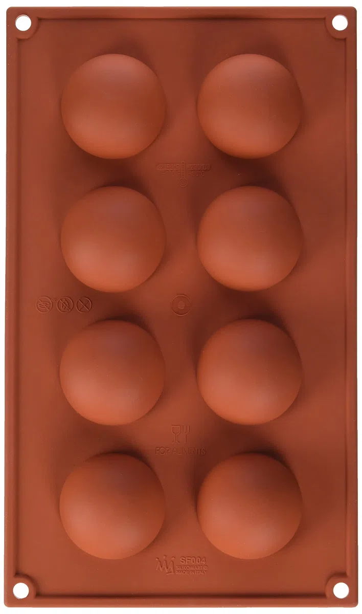 silikomart | SF004 Molde de silicona para Monoporciones SEMISFERA, antiadherente, 8 cavidades, Pack de 1 Molde para tartas, Ø 50 h 25 mm, Made in Italy