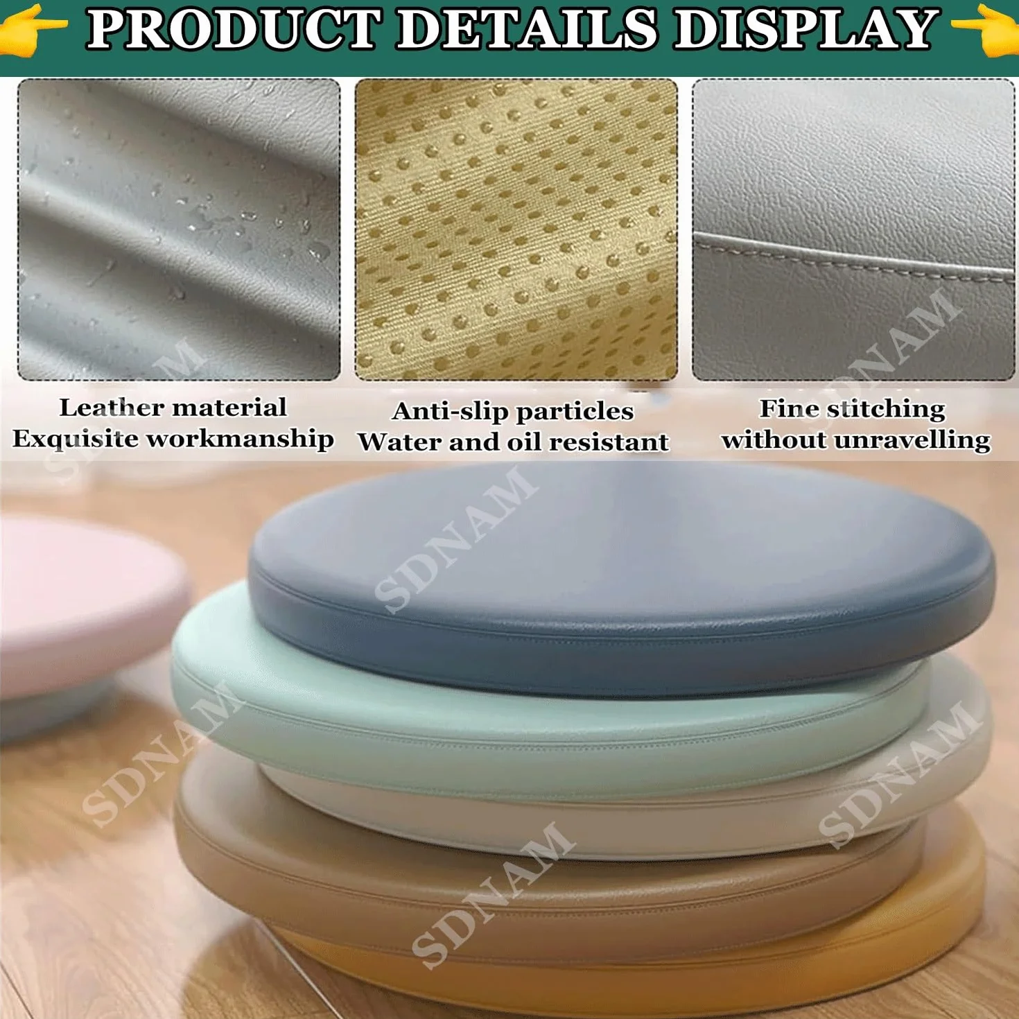 uyeoco Cojín Redondo Impermeable para Silla de jardín, 30/35/40cm de 4.5cm Grosor, Espuma de Memoria Cojín de Asiento para Interiores y Exteriores, Patio, césped(S2,Diameter 35x4.5cm Thick)