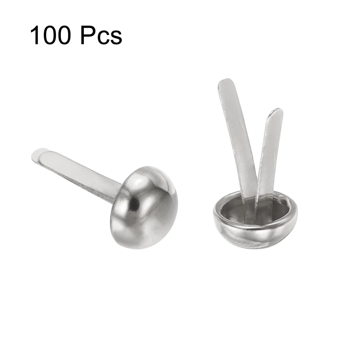 PATIKIL 8x16mm Mini Clavos Papel Sujetadores, 100 Paquete Redondos Clavos Sujetador para Artesanía Decorativo Recortes Álbum Tarjetas Bricolaje, Plateado Tono