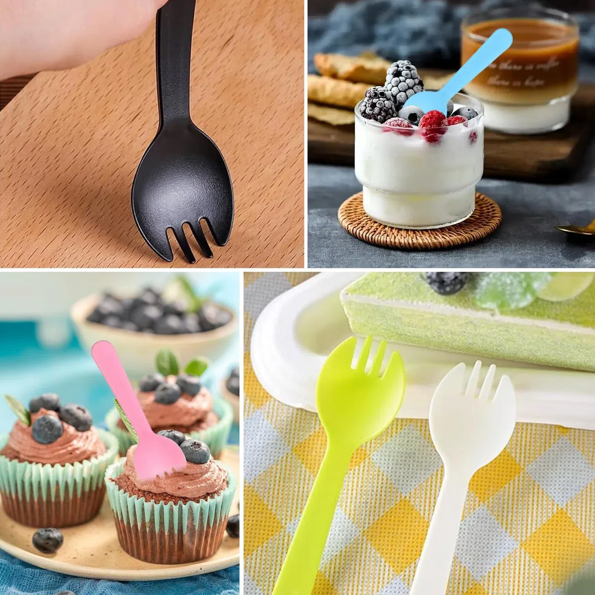 100 Cucharas de Postre Reutilizables,Mini Cucharas de Helado Colorido,Cuchara De Frutas,para Helados, Gelatina, Pasteles, Yogur, Mousse para Fiestas 10,5 cm