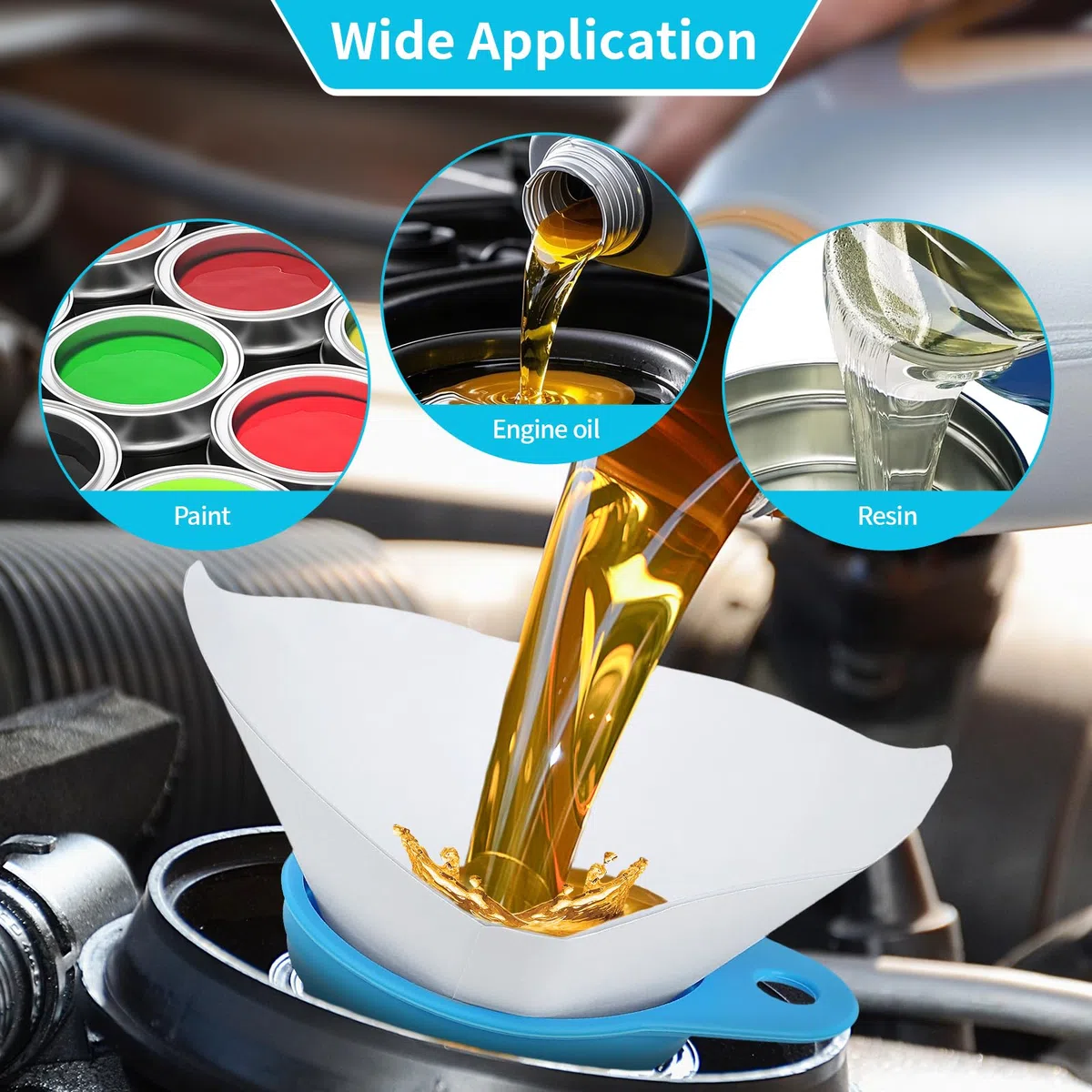 100 filtros de pintura, colador de papel y embudo de silicona plegable, colador cónico, filtro embudo para pintura de coches y pistolas de pintura