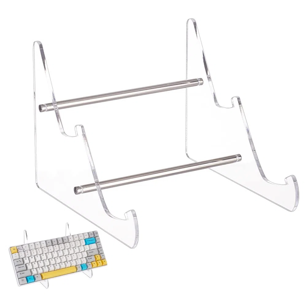 CRASPIRE Exhibición de Teclado Acrílico de 2 Niveles - Soporte de Teclado Mecánico para Computadora con Bandeja Transparente para Escritorio