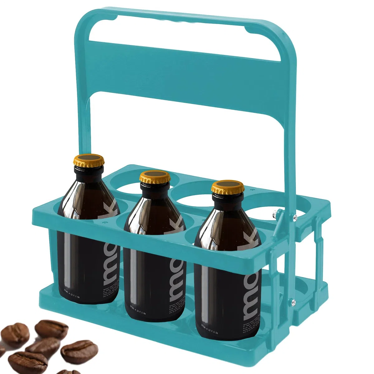 Portabebidas - Soporte para botellas de 6 agujeros | Portabotellas de cerveza, expositor de bebidas, con asa, organizador de leche, organizador de botellas de vino para restaurantes y bar