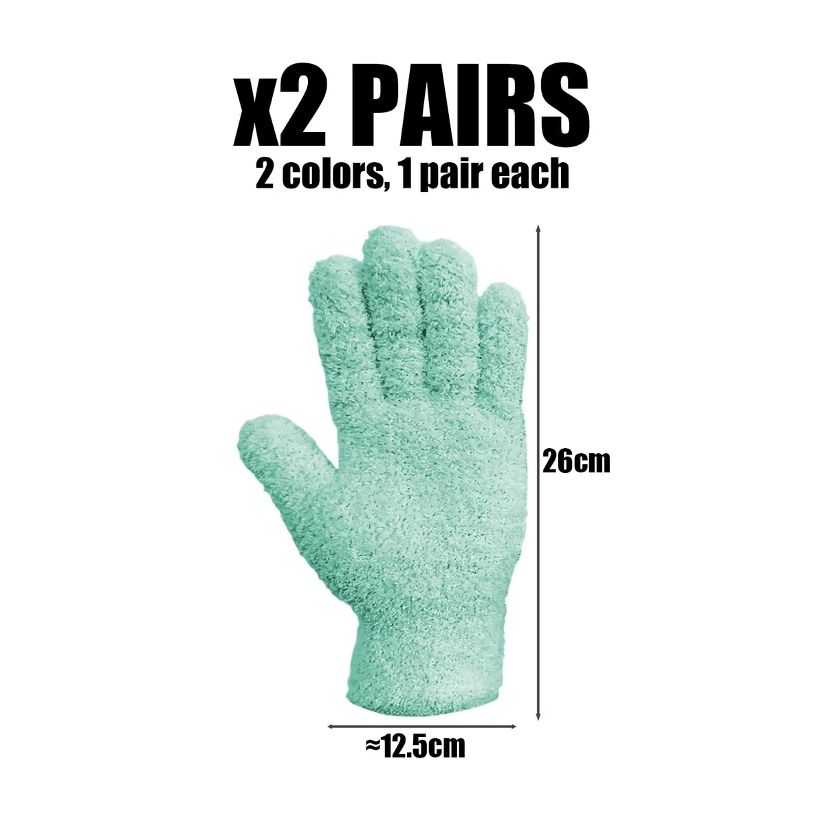 2 pares de guantes de eliminación de polvo de microfibra para limpieza de hogar, plantas absorbentes y reutilizables
