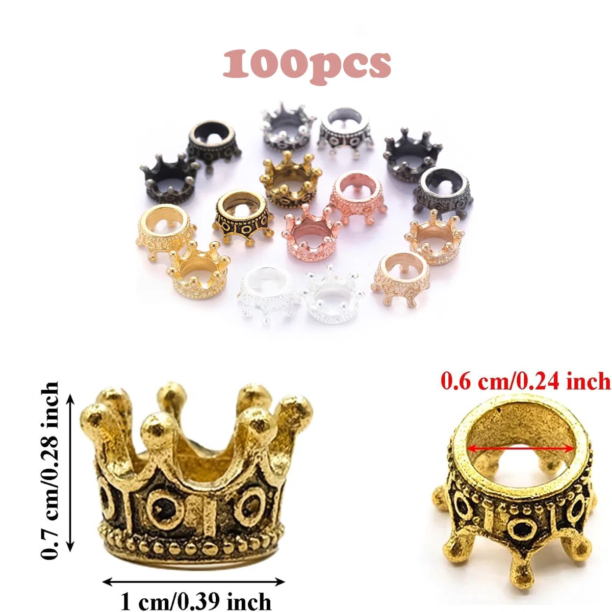 100 Piezas Coronas PequeñAs, Mini Coronas Decorativas, Corona Dorada, para BisuteríA, FabricacióN Accesorios