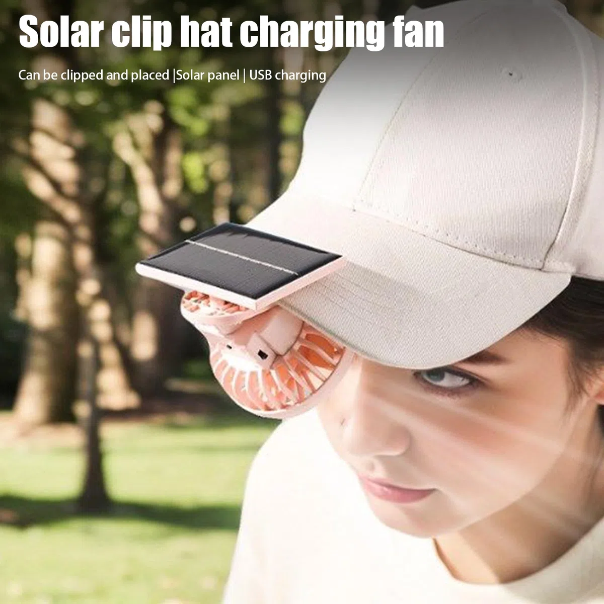 Ventilador de clip, dispositivo alimentado por energía solar, enfriador recargable portátil, flujo de aire personal compacto, diseño de montaje de manos, para viajes, escritorio, mesa, camping