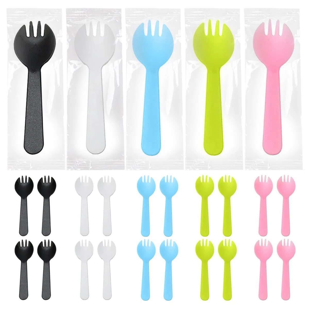 100 Cucharas de Postre Reutilizables,Mini Cucharas de Helado Colorido,Cuchara De Frutas,para Helados, Gelatina, Pasteles, Yogur, Mousse para Fiestas 10,5 cm