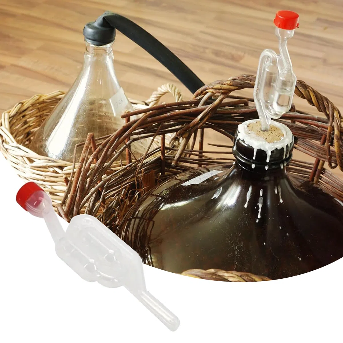 Juego de 4 tubos de fermentación, tubo de fermentación para invitados, recipiente para fermentación con tapón, tubo de fermentación Airlock, 4 boquillas negras para globo de vino, fermentación pura de